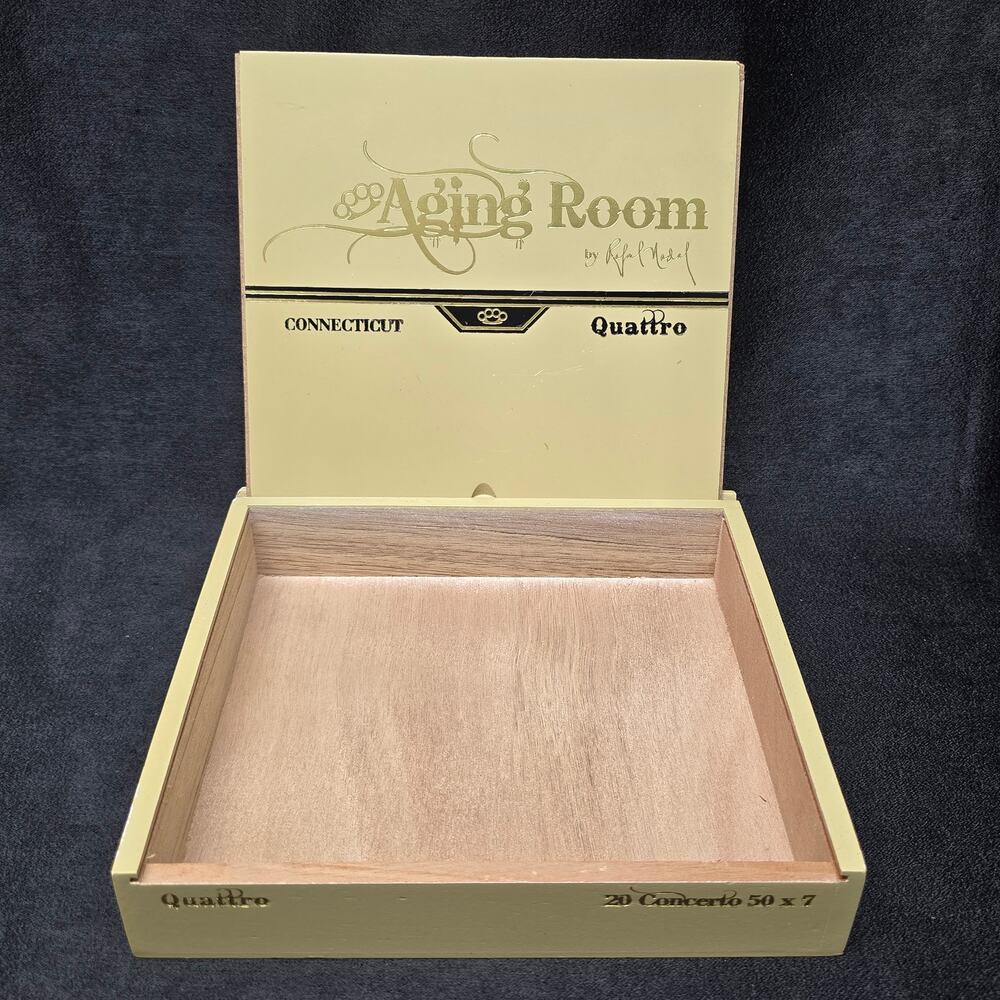 Aging Room Quattro Connecticut Empty Wood Cigar Box 8" x 9" x 2"